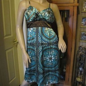 Studio Y Blue & Brown Satiny Dress size 7/8